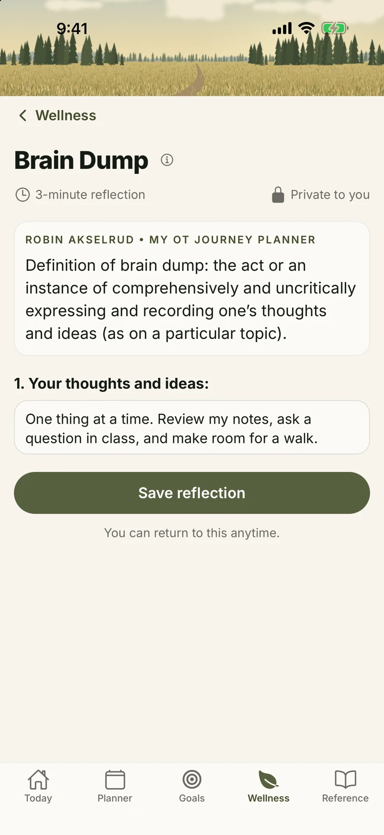 Brain Dump: a private reflection worksheet.